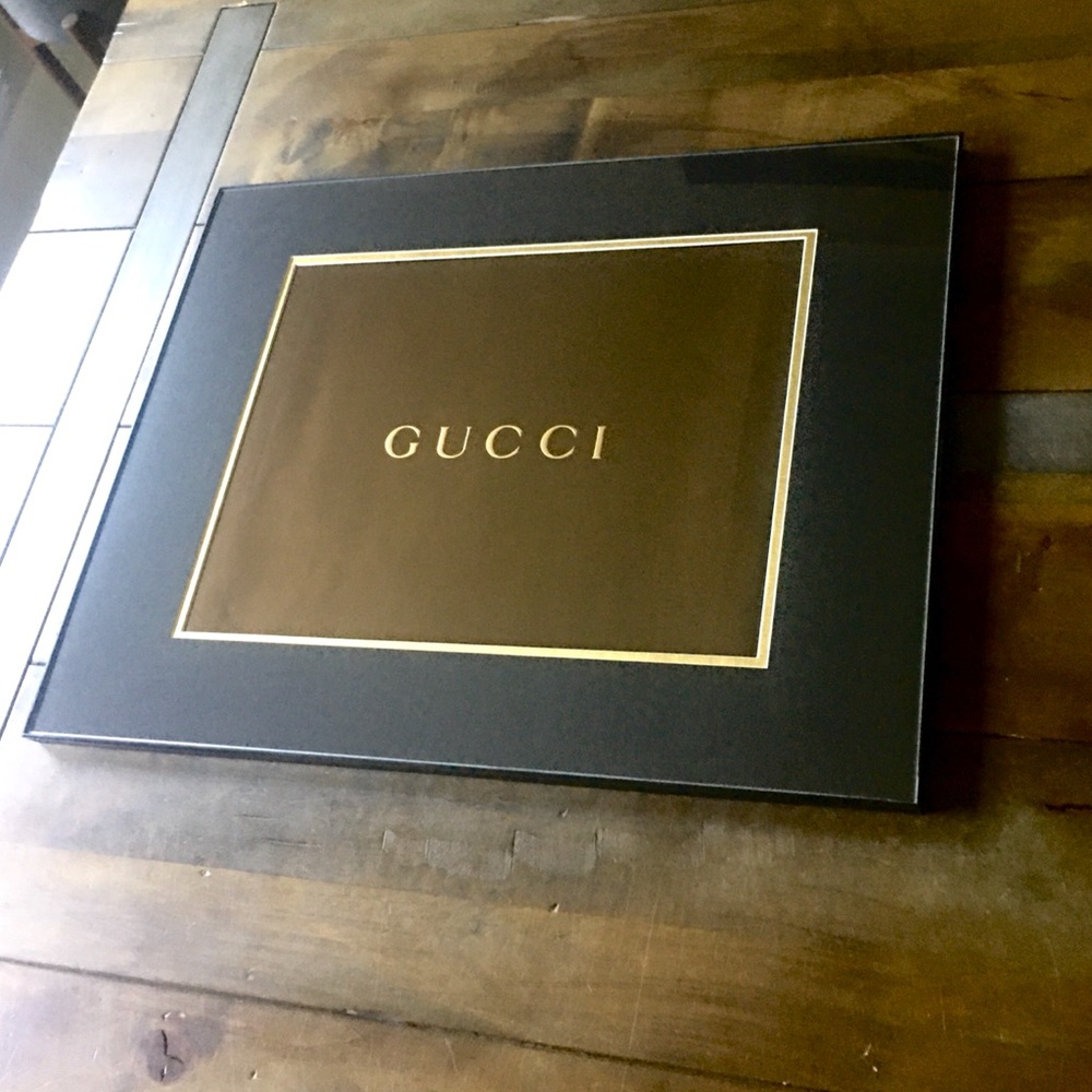 16x20 classic Gucci double gold and black matting framed authentic bag art